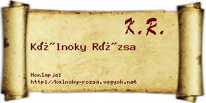 Kálnoky Rózsa névjegykártya